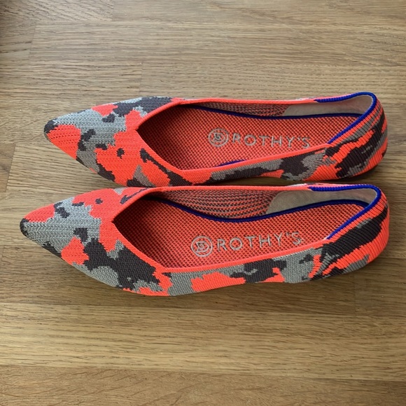 ROTHY’S NEÓN CAMO ORANGE/GRAY FLATS RARE LIMITED EDITION SIZE W 7 - Picture 5 of 10